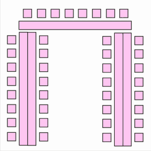 Расстановка столов на свадебном банкете буквой П (второй вариант)
