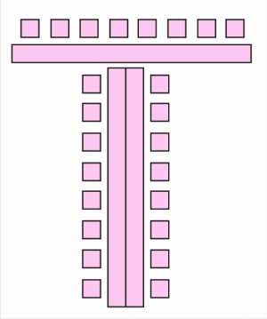 Расстановка столов на свадебном банкете буквой Т