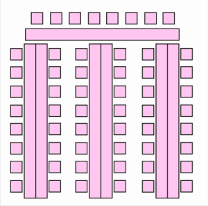 Расстановка столов на свадебном банкете буквой Ш (второй вариант)